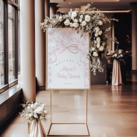 Arco de rosa claro e Chá de fraldas de Toile Bem-v