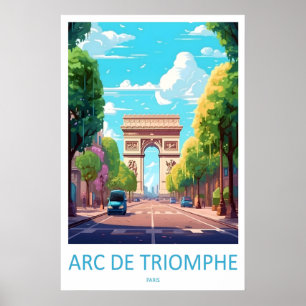 Poster Arco do Triunfo Cartaz de Viagem Vintage Esqui Nac
