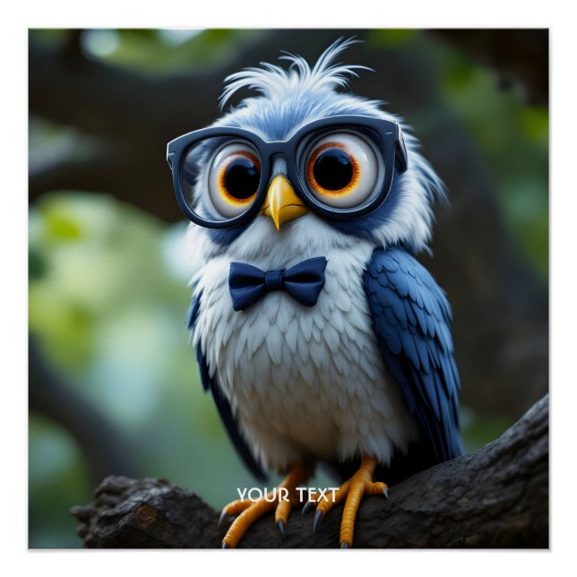 Pôster Arco Fantasy Cute Owl Glass (Frente)