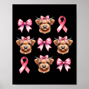 Poster Arco Fita Rosa Fita Highland Vaca Cancer Rosa
