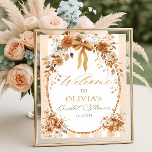 Poster Arco Floral de Abóbora Boas-Vindas Chá de Noiva