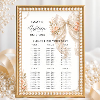 Poster Arco Floral de Batismo e Gráfico de Assentos com P