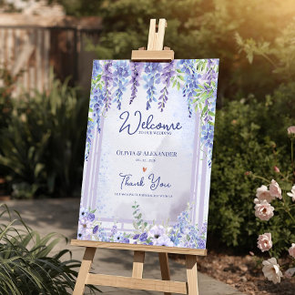 Poster Arco Floral de Lavanda Wisteria para Casamento de