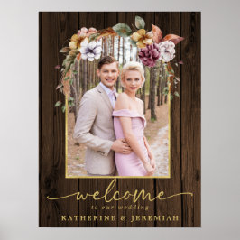 Poster Arco Floral de Madeira Rústica Fotografia Casament