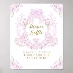 Poster Arco Floral Teddy Bear Chá de fraldas de descanso