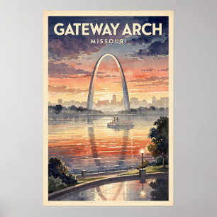 Poster Arco Gateway Missouri Viagem Vintage