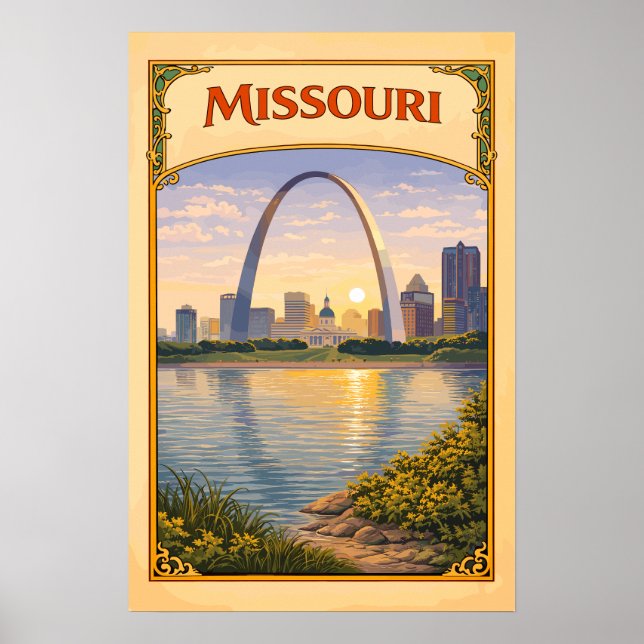 Poster Arco Gateway Missouri Vintage (Frente)