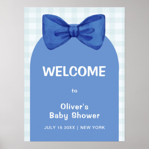 Poster Arco Gingham com Arch Azul Cujo Chá de fraldas é B