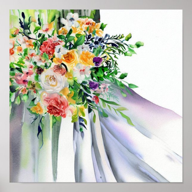 Poster Arco-Íris Bridal, Buquê 1 em Cascata Bridal, (Frente)