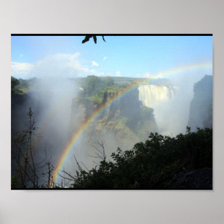 Pôster arco-íris cai água queda-cascata ouro de ouro