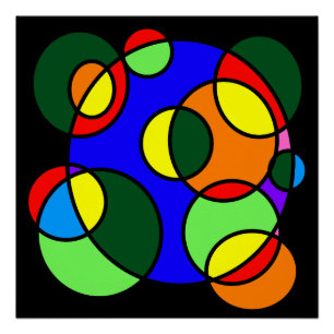 Pôster Arco-íris cores círculos