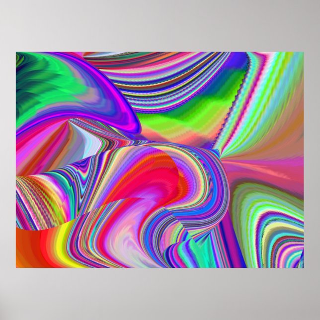 Poster Arco-íris de verão, Arte de Arco-íris 3D Abstrata (Frente)