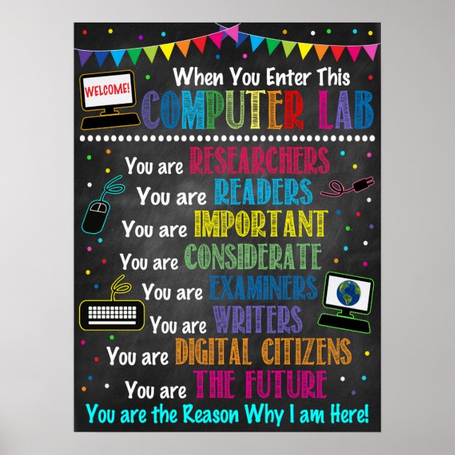 Poster Arco-Íris do laboratório do computador (Frente)