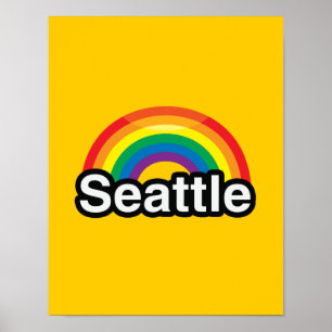 PÔSTER ARCO-ÍRIS DO ORGULHO DE SEATTLE LGBT