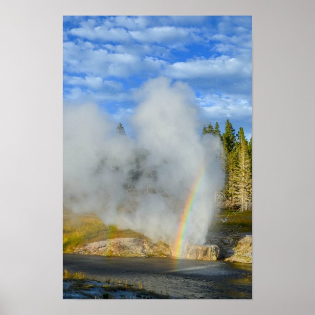 Poster Arco-íris Duplo no Riverside Geyser, Yellowstone (Frente)