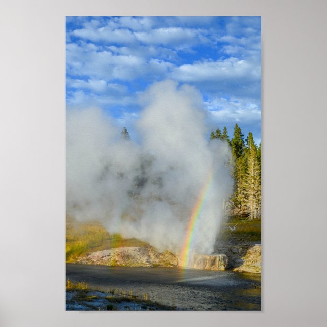 Poster Arco-íris Duplo no Riverside Geyser, Yellowstone (Frente)