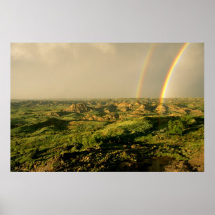 Pôster Arco-íris duplo sobre Painted Canyon em Theodore