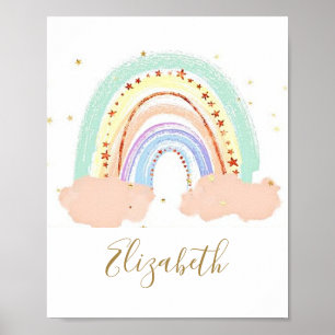 Poster Arco-íris e estrelas bebê   