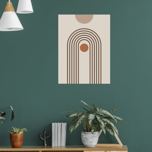 Poster Arco-íris e Sol, Arte Geométrica Abstrata Boho (Sala de Estar 1)