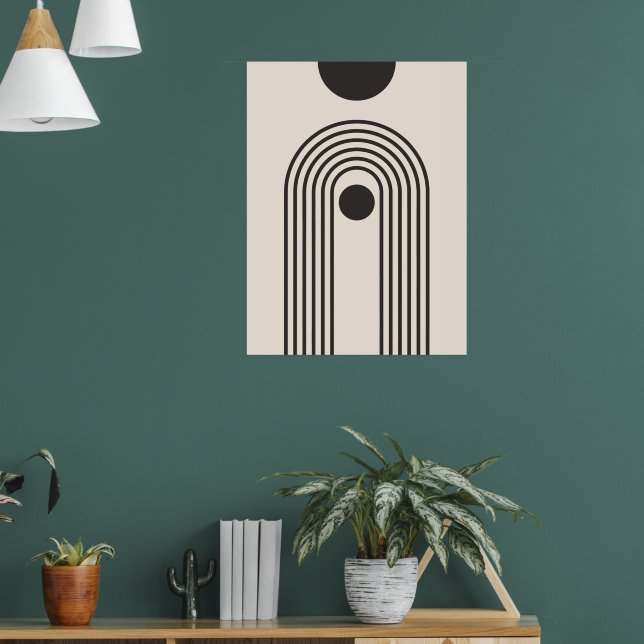 Poster Arco-íris e Sol, Arte Geométrica Abstrata Boho (Sala de Estar 1)