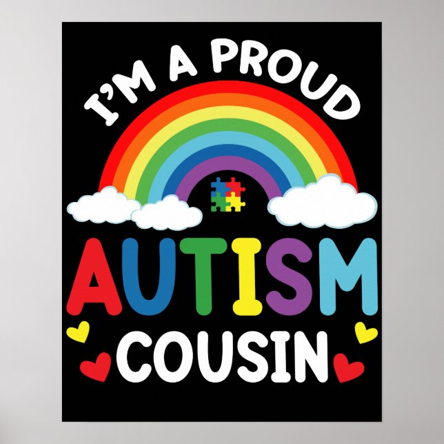 Poster Arco-Íris Eu sou um orgulhoso Autismo Primo Autism (Frente)