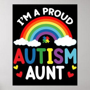 Poster Arco-íris Eu Sou Uma Tia Orgulhosa do Autismo Cons