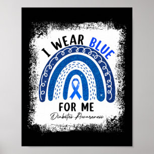 Poster Arco-Íris Eu Visto Fita Azul Para Mim T1d Diabetes