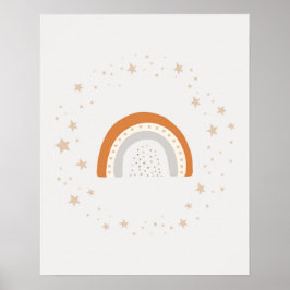 Poster Arco-íris giro moderno do escândi com estrelas Nur