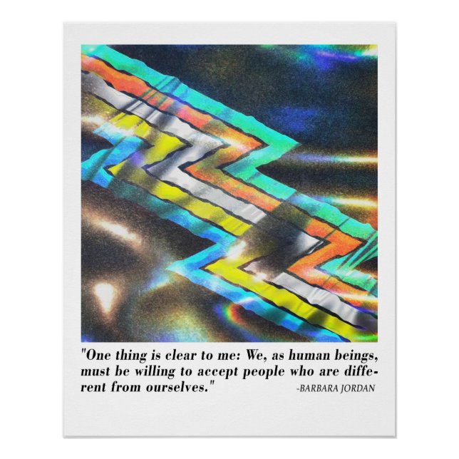 Pôster Arco-íris Holográfico Abstrato Orgulho Chevron (Frente)
