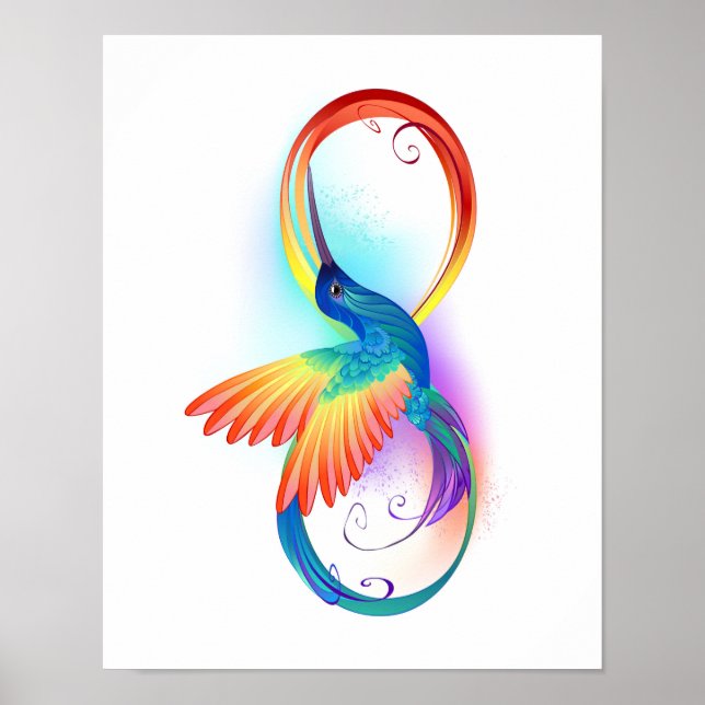 Poster Arco-íris Hummingbird com símbolo Infinito (Frente)