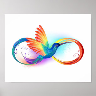 Poster Arco-íris Hummingbird com símbolo Infinito