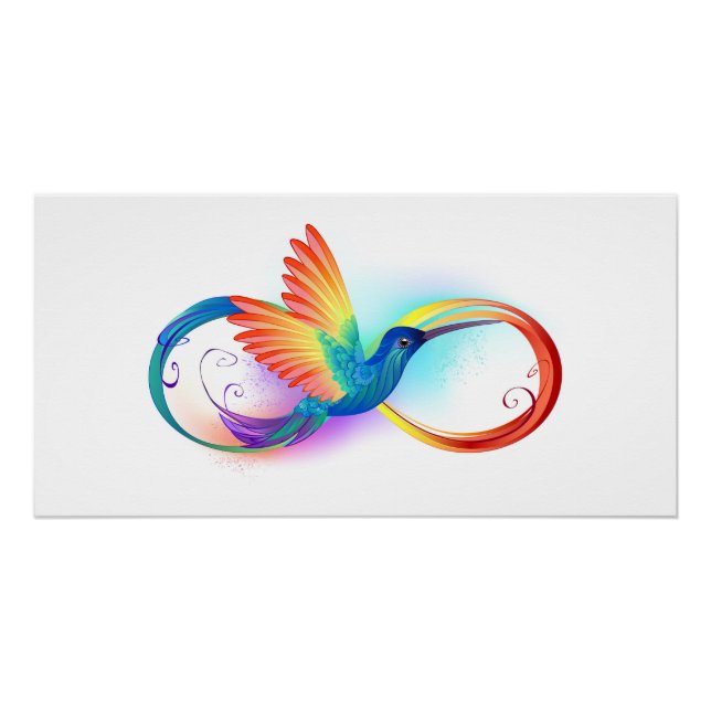 Pôster Arco-íris Hummingbird com símbolo Infinito (Frente)