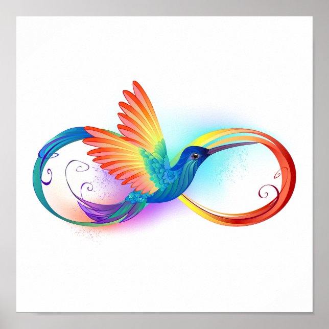 Poster Arco-íris Hummingbird com símbolo Infinito (Frente)