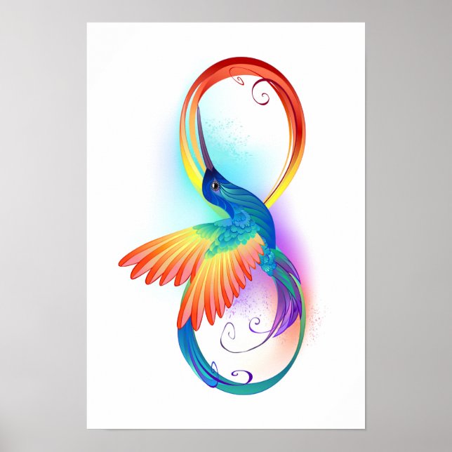 Poster Arco-íris Hummingbird com símbolo Infinito (Frente)