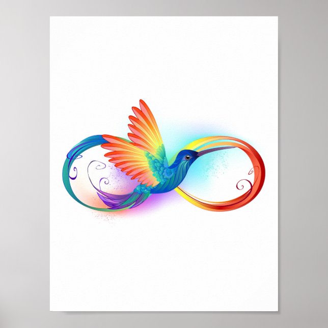 Poster Arco-íris Hummingbird com símbolo Infinito (Frente)
