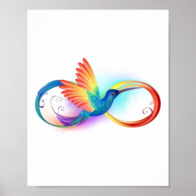 Poster Arco-íris Hummingbird com símbolo Infinito (Frente)