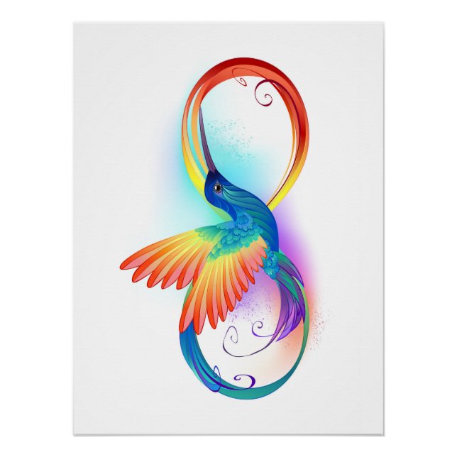 Pôster Arco-íris Hummingbird com símbolo Infinito (Frente)
