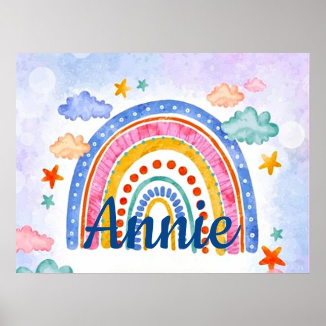 Poster Arco-íris pastel personalizado fofo (Frente)