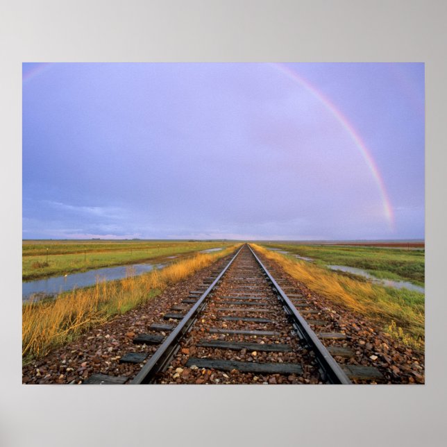 Pôster Arco-íris sobre trilhos de ferrovia perto de Fairf (Frente)