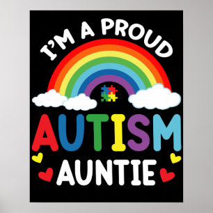 Poster Arco-íris Sou Uma Tia Orgulhosa do Autismo Conscie