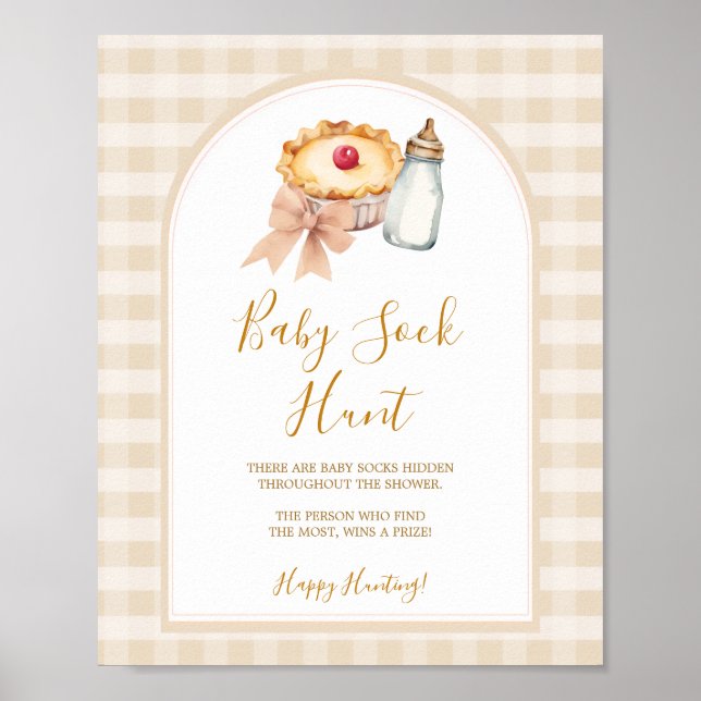 Poster Arco Pequeno Pie Pastel Gingham Baby Sock Hunt (Frente)