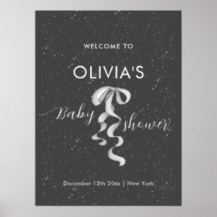 Poster Arco Prateado Mínimo Saudação de Chuveiro de Bebê