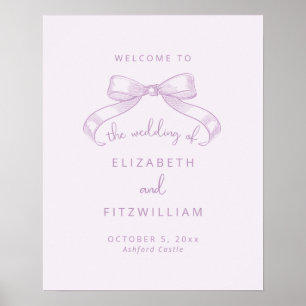 Poster Arco Romântico esboçado Lilac Wedding Welcome