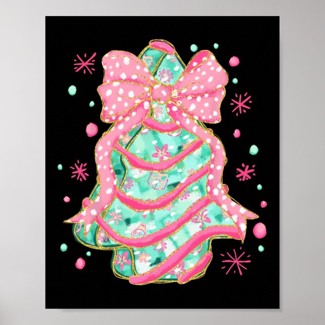 Poster Arco Rosa Coquette Árvore de Natal Cake Preppy Chr (Frente)