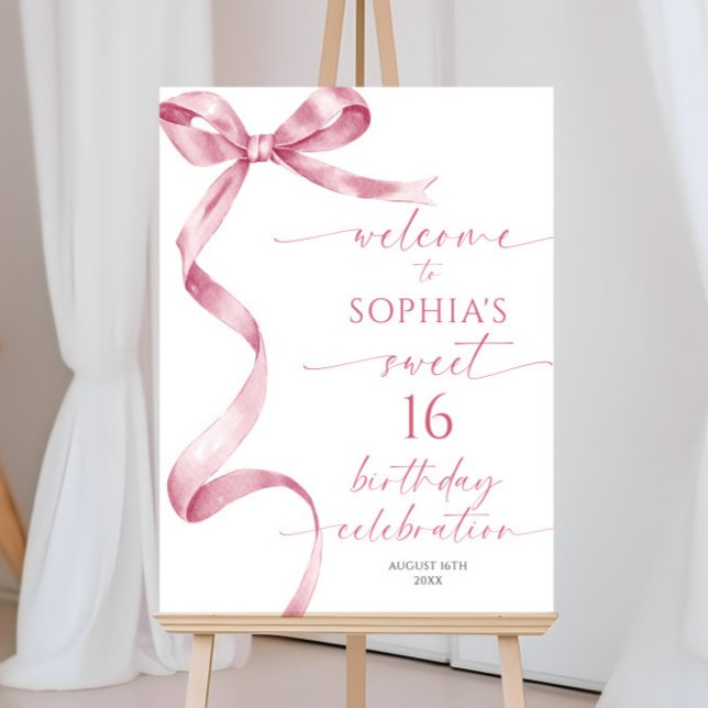 Poster Arco Rosa, doce 16, sinal de boas-vindas de aniver (Criador carregado)