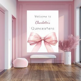 Poster Arco rosa elegante Quinceanera bem-vindo