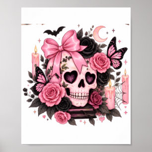 Poster Arco Rosa Gótico Caveira Coquette Halloween