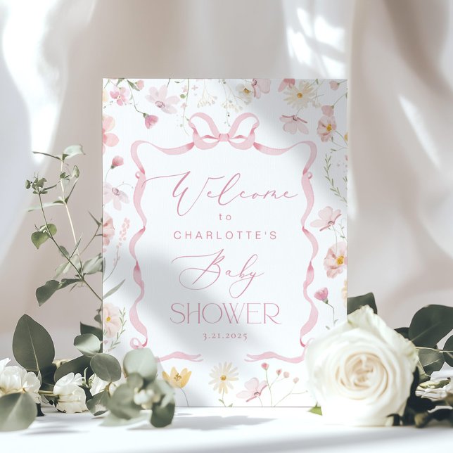 Poster Arco rosa-rosa Chá de fraldas Bem-vindo (Criador carregado)