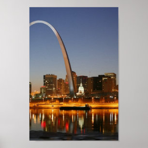 Pôster Arco St Louis Mississippi da entrada na noite