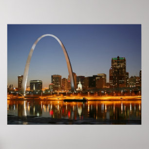 Pôster Arco St Louis Mississippi da entrada na noite